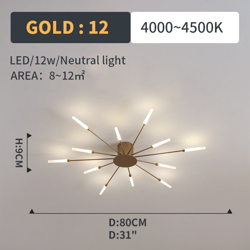 Fireworks Ceiling Light LED Black Gold