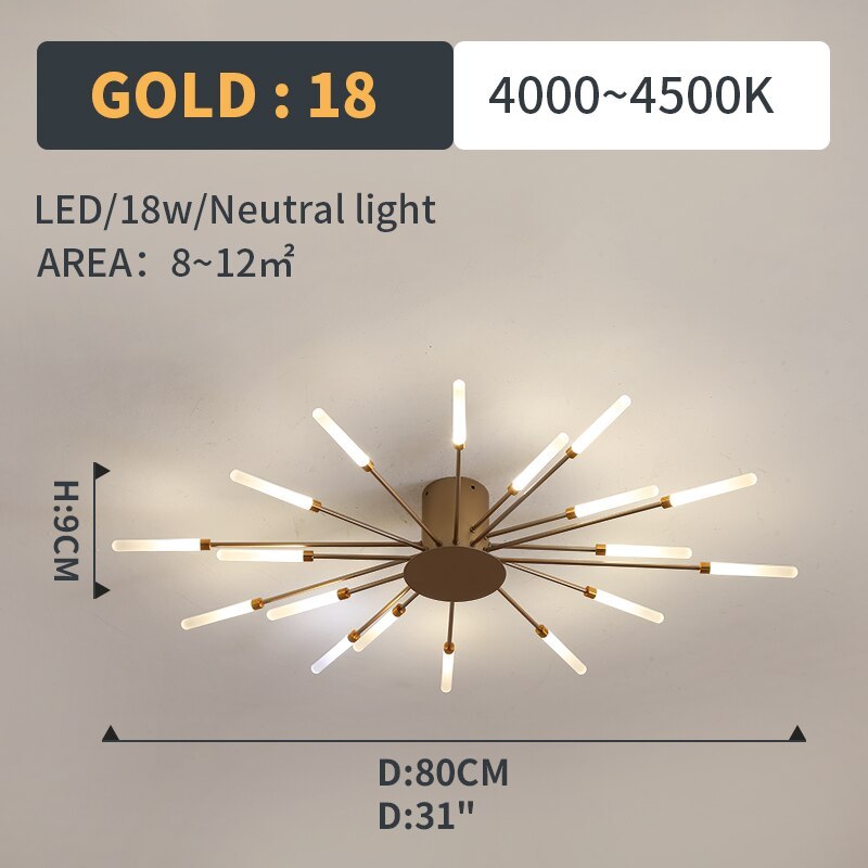 Fireworks Ceiling Light LED Black Gold