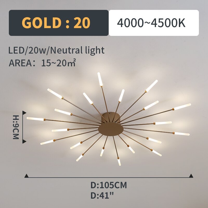 Fireworks Ceiling Light LED Black Gold
