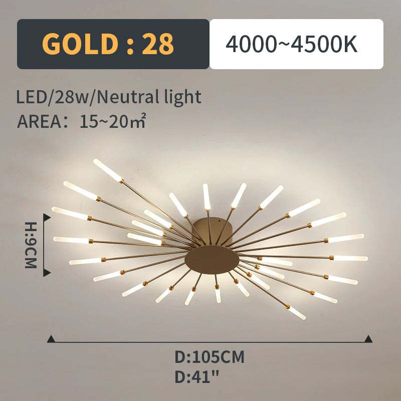 Fireworks Ceiling Light LED Black Gold