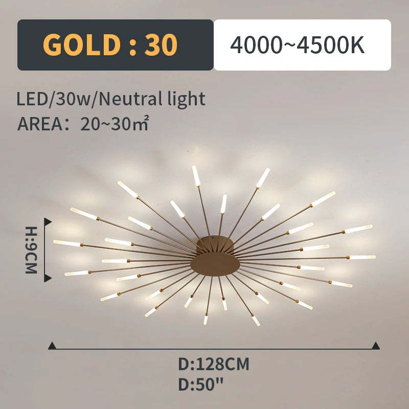 Fireworks Ceiling Light LED Black Gold