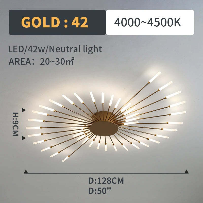 Fireworks Ceiling Light LED Black Gold