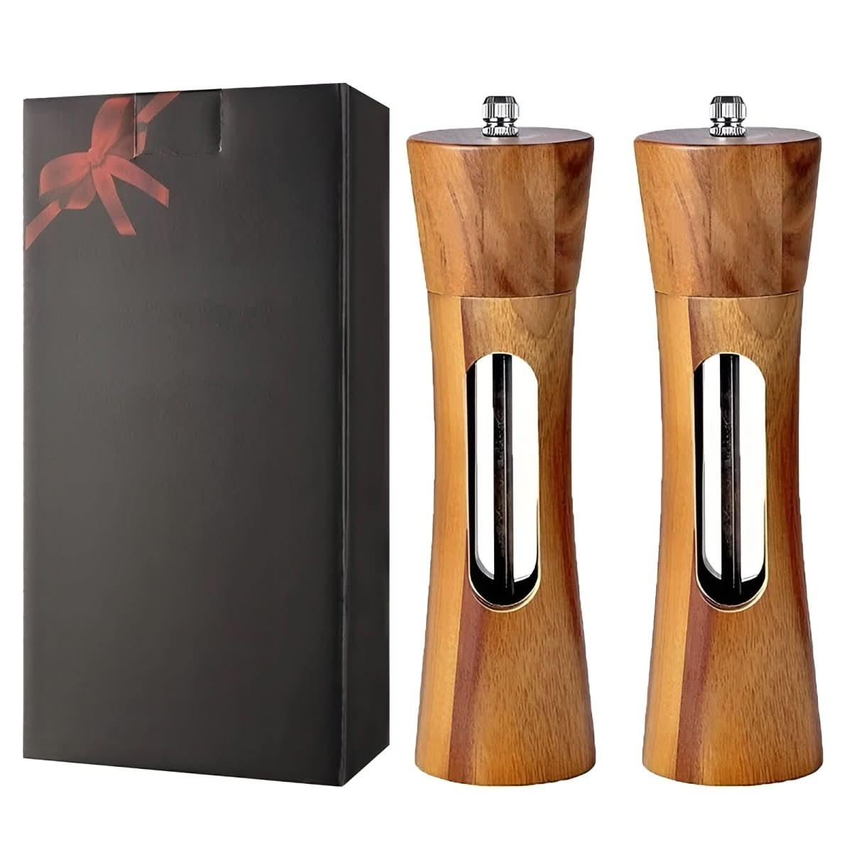 Wooden Salt and Pepper Mill Set | Adjustable Ceramic Grinder, 1 to 3-Piece Options | Smooth Seasoning for Any Kitchen