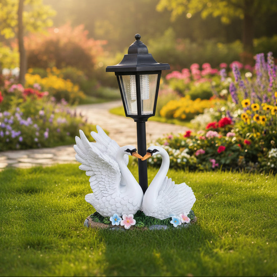 Solar-Powered Duck & Swan Garden Ornament with Lantern | 5 Hand-Painted Styles | Auto Dusk-to-Dawn Outdoor Lighting