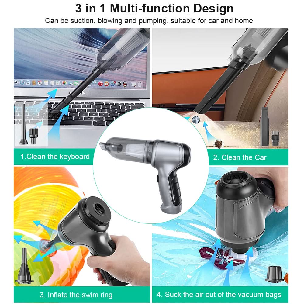 Cordless Handheld Vacuum with 12000Pa Suction | Brushless Motor & 4000mAh Battery | Lightweight Cleaning for Home & Car