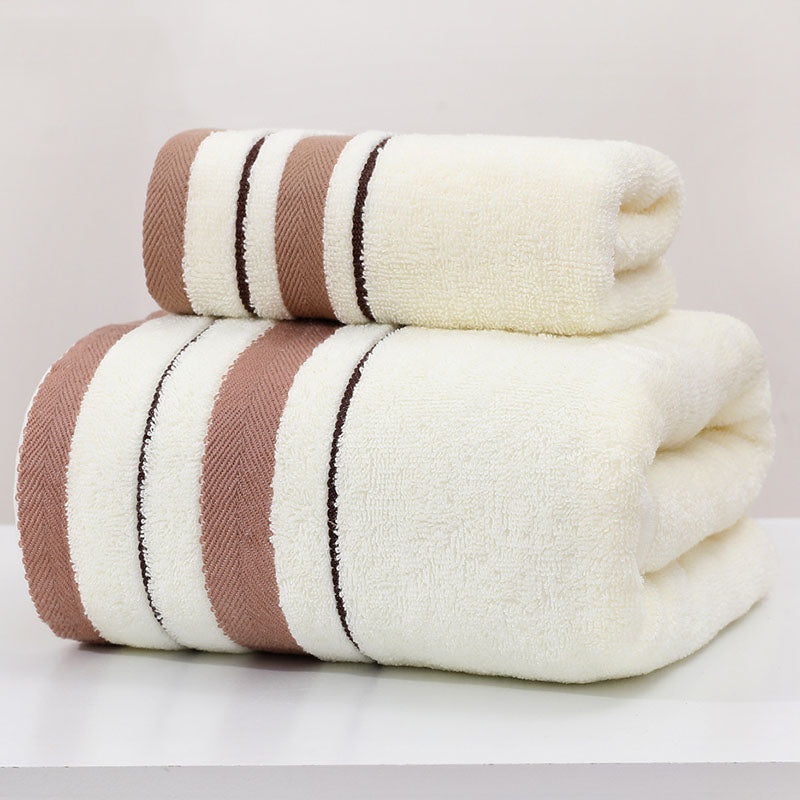 5-Piece Polyester Towel Set with Gold Stripe Accent | 4 Colors | Bath, Hand & Washcloth Bundle for Everyday Comfort