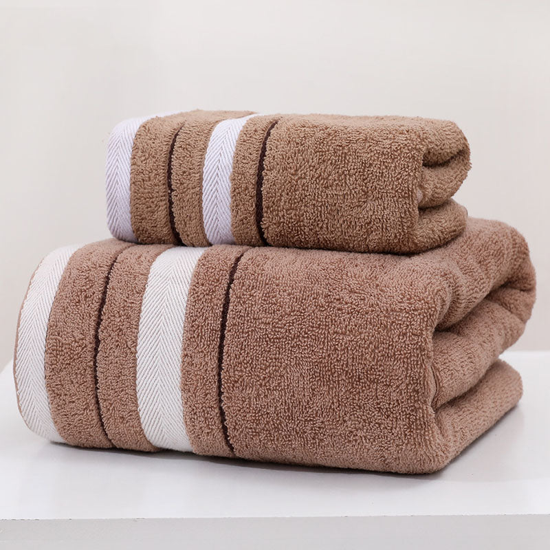 5-Piece Polyester Towel Set with Gold Stripe Accent | 4 Colors | Bath, Hand & Washcloth Bundle for Everyday Comfort