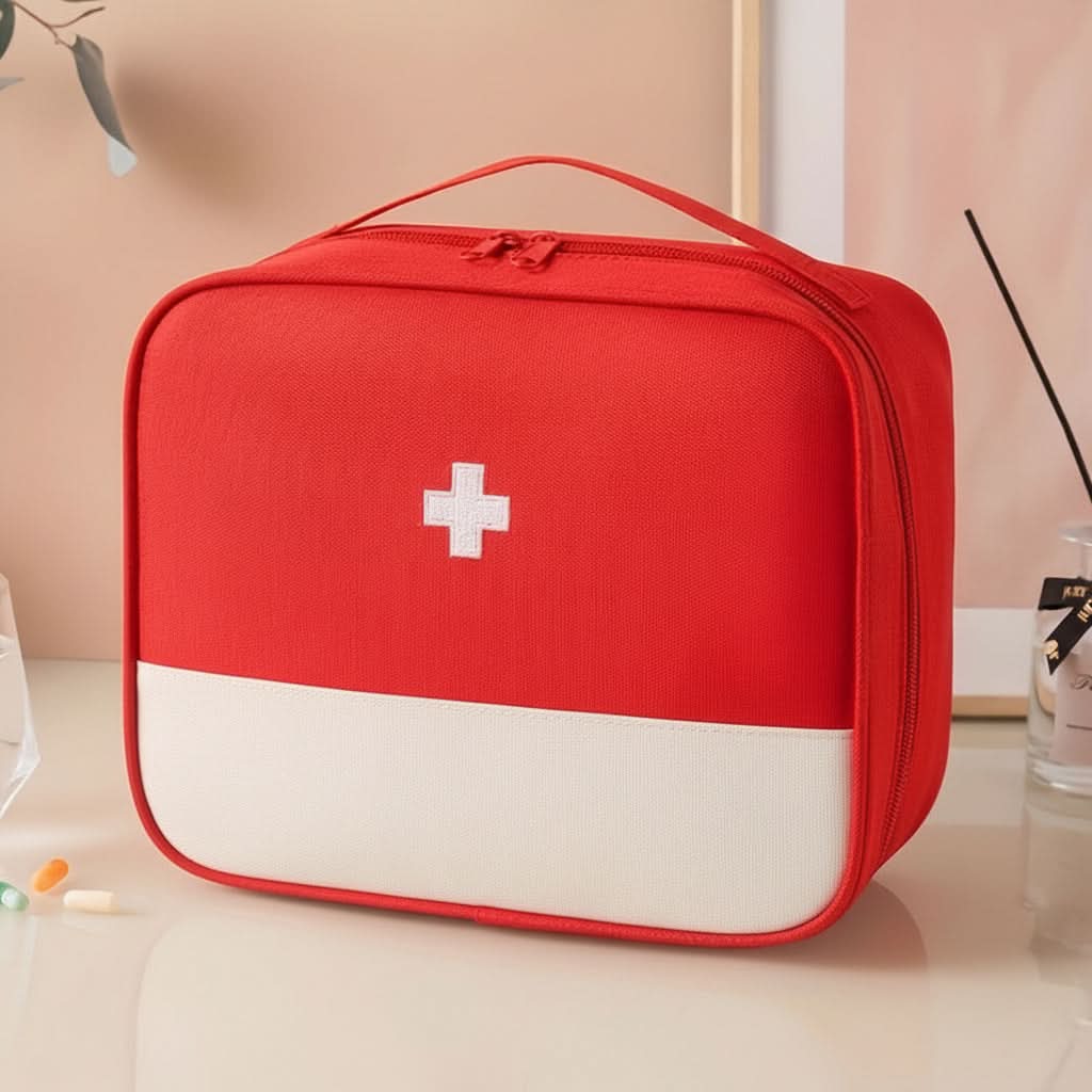 XL Portable First Aid Organizer Bag | Red, Blue, Pink or Yellow | Multi-Compartment Oxford Storage for Home & Travel