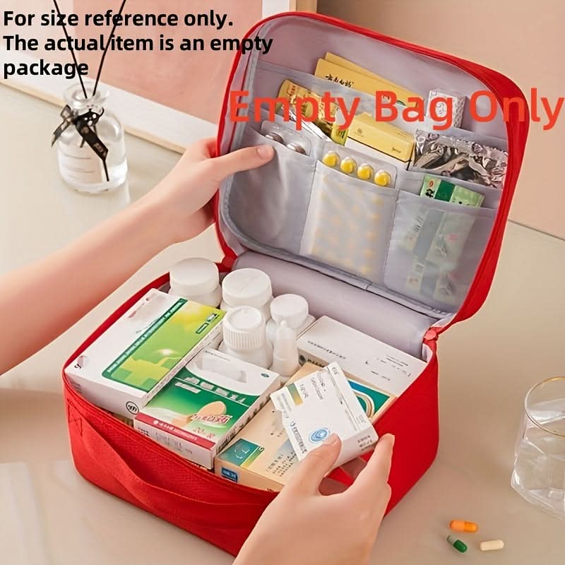 XL Portable First Aid Organizer Bag | Red, Blue, Pink or Yellow | Multi-Compartment Oxford Storage for Home & Travel
