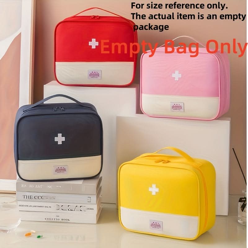 XL Portable First Aid Organizer Bag | Red, Blue, Pink or Yellow | Multi-Compartment Oxford Storage for Home & Travel