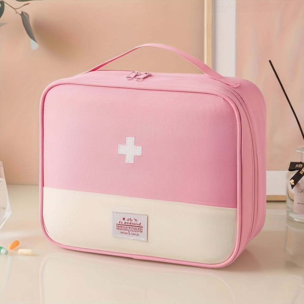 XL Portable First Aid Organizer Bag | Red, Blue, Pink or Yellow | Multi-Compartment Oxford Storage for Home & Travel