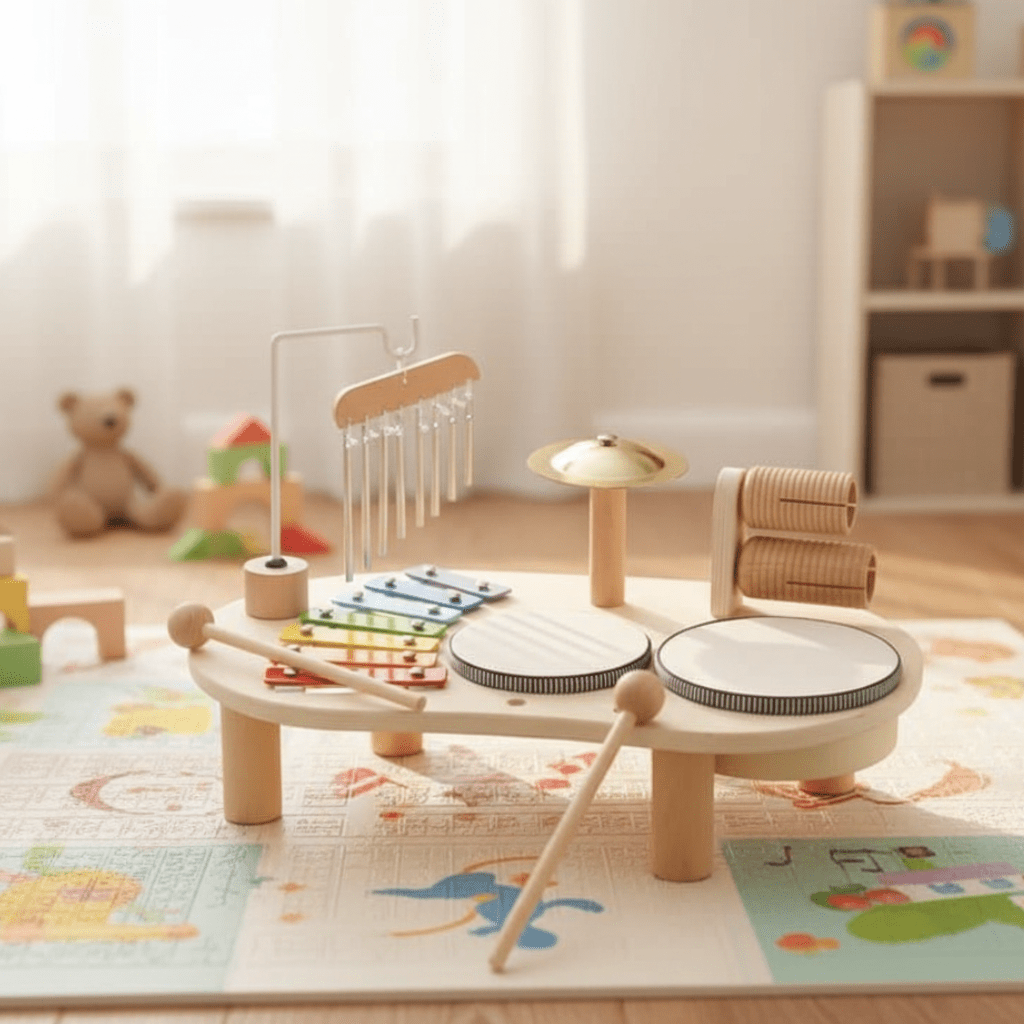 8-Piece Wooden Musical Toy Set | Xylophone, Drum, Cymbals & Rattle | Educational Instrument Play for Ages 12M+