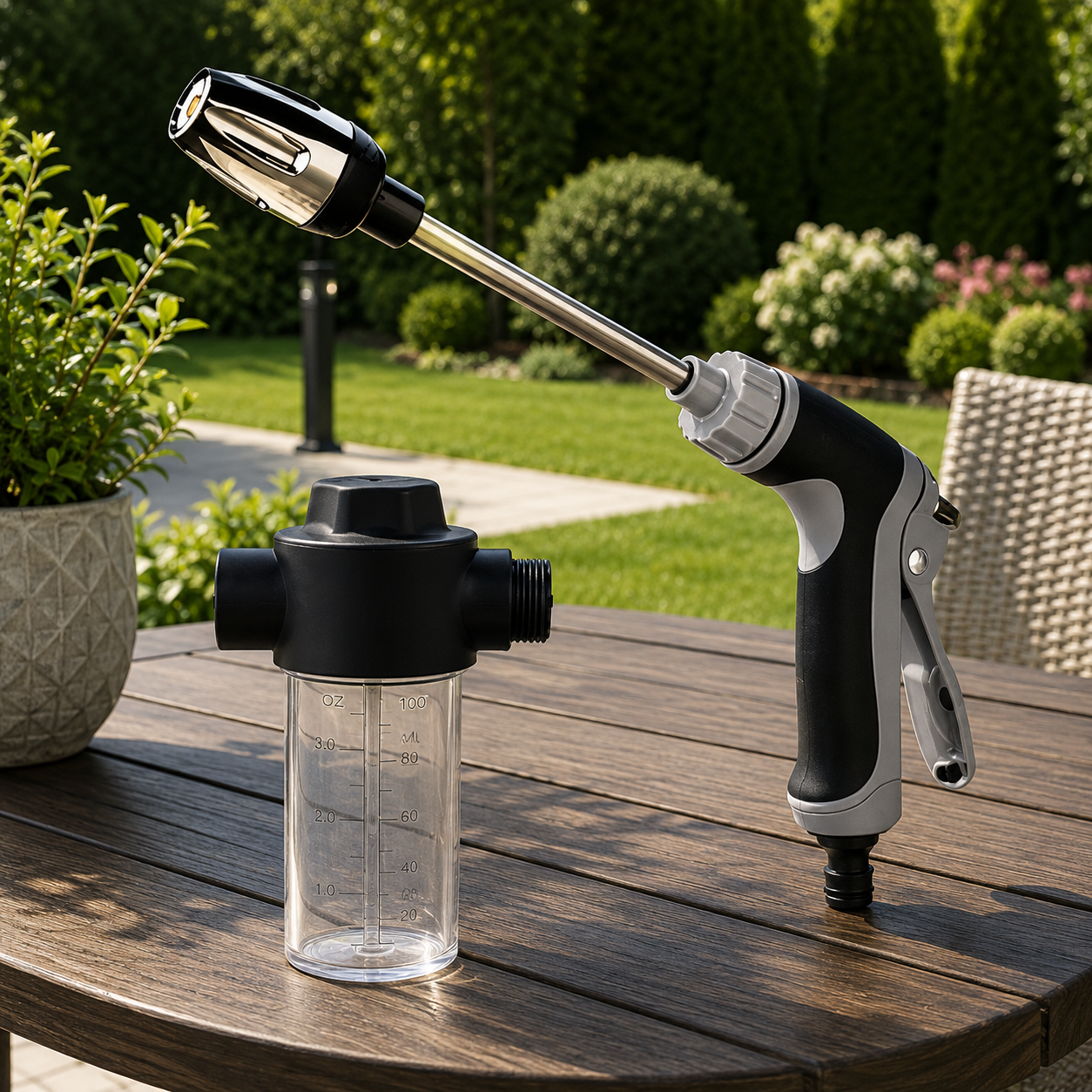 High-Pressure Garden Hose Nozzle Sprayer | Foam Cannon & 35 In Ergonomic Handle | Adjustable Spray for Cleaning & Watering