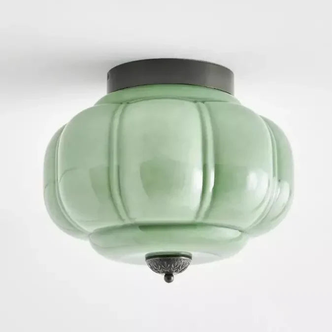 Milk Glass Ceiling Light Pumpkin Semi Flush