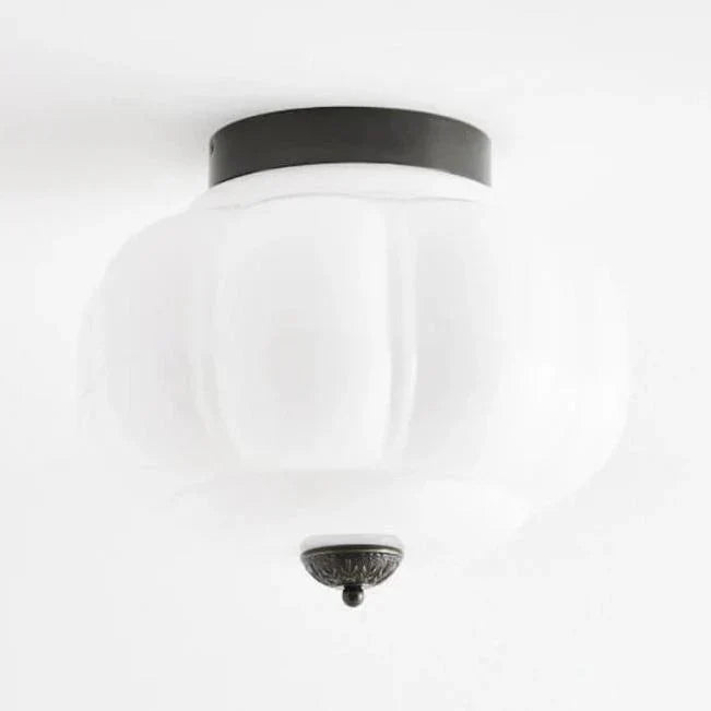 Milk Glass Ceiling Light Pumpkin Semi Flush