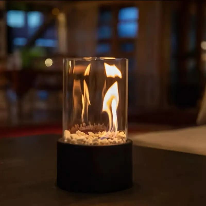 Modern Bioethanol Table Fireplace | Indoor & Outdoor Fire Pit | Smoke-Free Real Flame Ambiance for Patios & Living Rooms