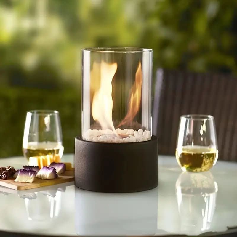 Modern Bioethanol Table Fireplace | Indoor & Outdoor Fire Pit | Smoke-Free Real Flame Ambiance for Patios & Living Rooms