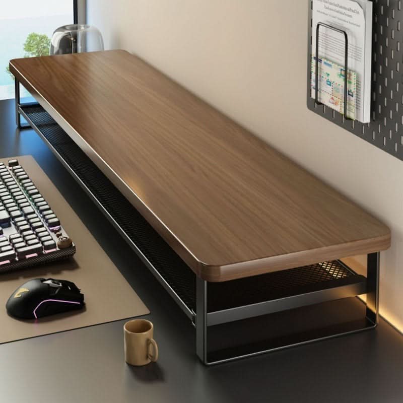 Dual-Layer Monitor Stand With Pull-Out Storage Drawer | 3 Widths 19.7-39.4 In | MDF & Metal, Holds Up to 33 Lbs