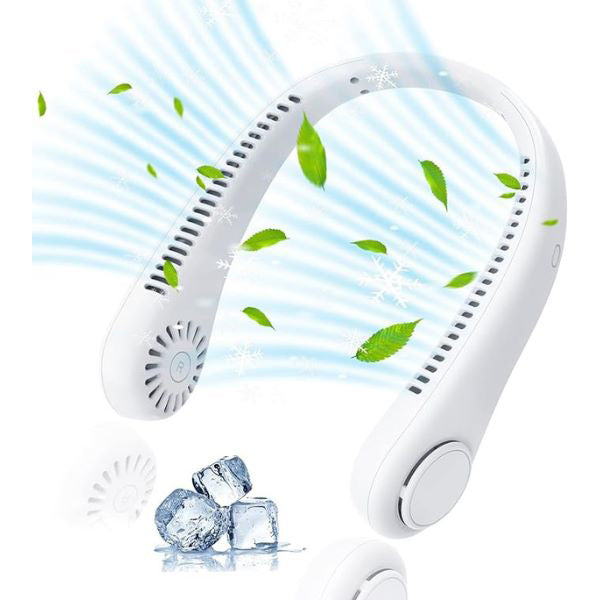 Portable Neck Fan with 360° Airflow and Rechargeable Battery