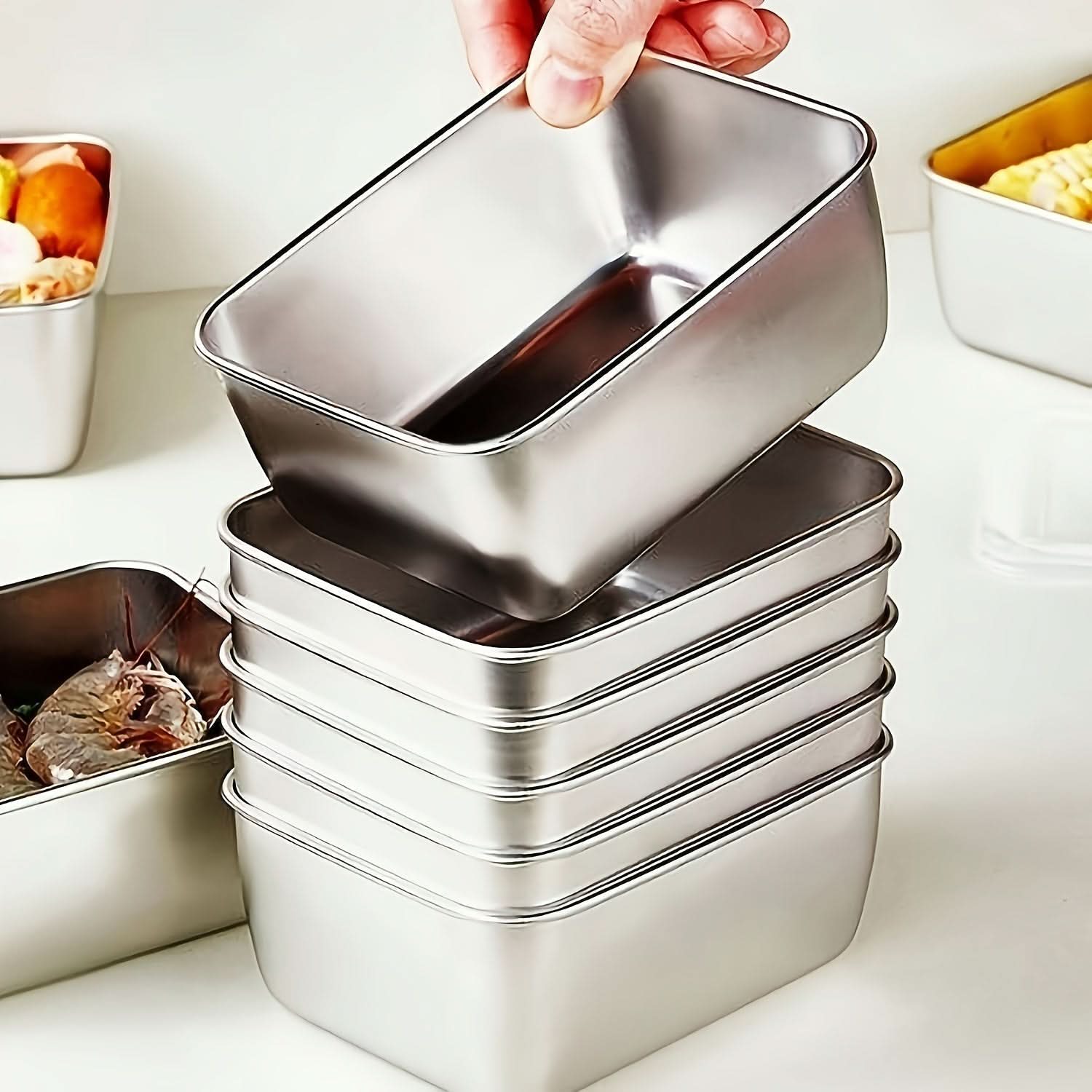 7-Piece Stainless Steel Food Storage Containers | Stackable, Leakproof Design | Dishwasher-Safe Meal Prep Solution