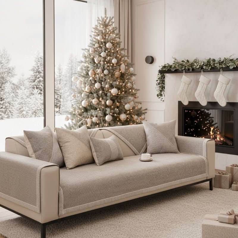 Non-Slip Cotton-Linen Sofa Cover | 7 Colors, 13 Sizes | Breathable All-Season Slipcover to Guard Against Stains & Wear