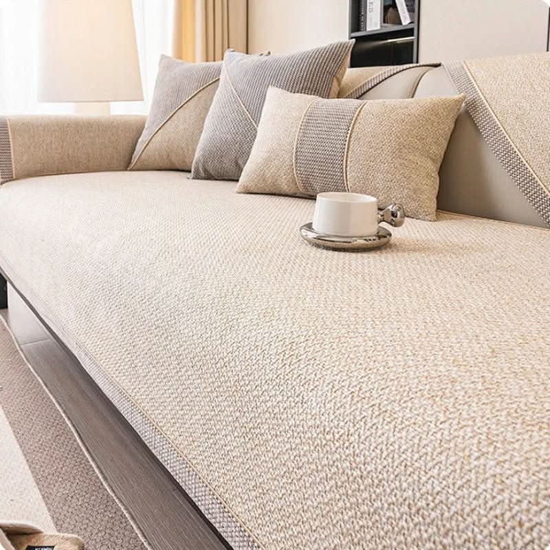 Non-Slip Cotton-Linen Sofa Cover | 7 Colors, 13 Sizes | Breathable All-Season Slipcover to Guard Against Stains & Wear