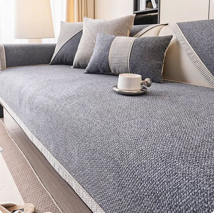 Non-Slip Cotton-Linen Sofa Cover | 7 Colors, 13 Sizes | Breathable All-Season Slipcover to Guard Against Stains & Wear