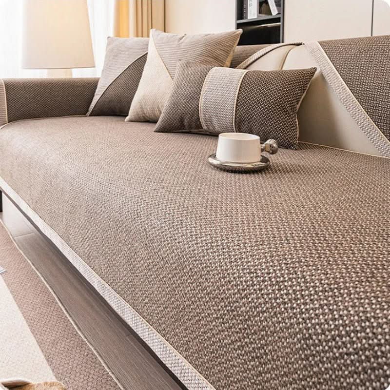 Non-Slip Cotton-Linen Sofa Cover | 7 Colors, 13 Sizes | Breathable All-Season Slipcover to Guard Against Stains & Wear