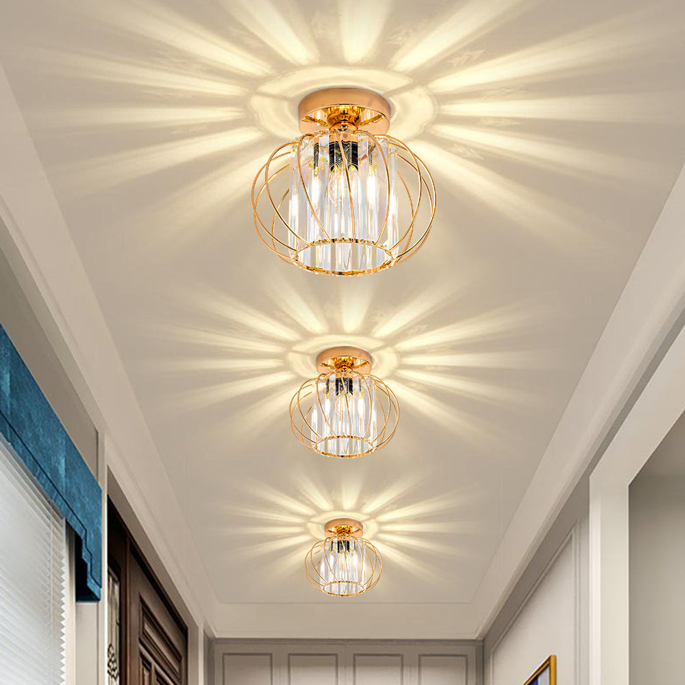 Nordic Glass Ceiling Light | Available in Black, Gold, or Silver | Minimal Design for Hallways and Living Spaces