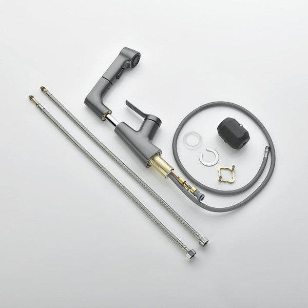 Bathroom Faucet with a Pull Out Sprayer That Extends 24 Inches | Rotates 360 Degrees, Two Modes | Brass Body, Ceramic Valve