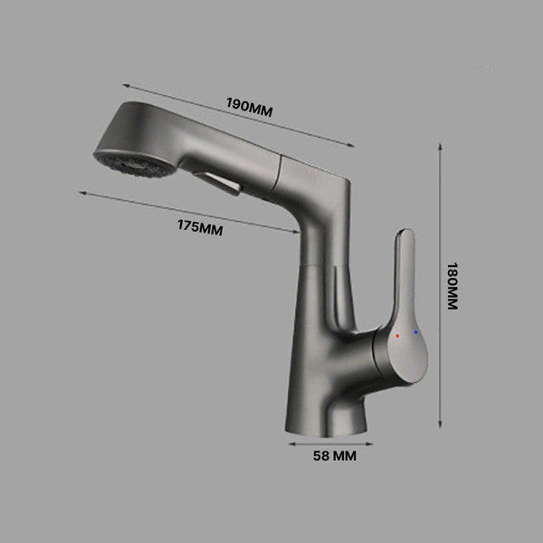 Bathroom Faucet with a Pull Out Sprayer That Extends 24 Inches | Rotates 360 Degrees, Two Modes | Brass Body, Ceramic Valve