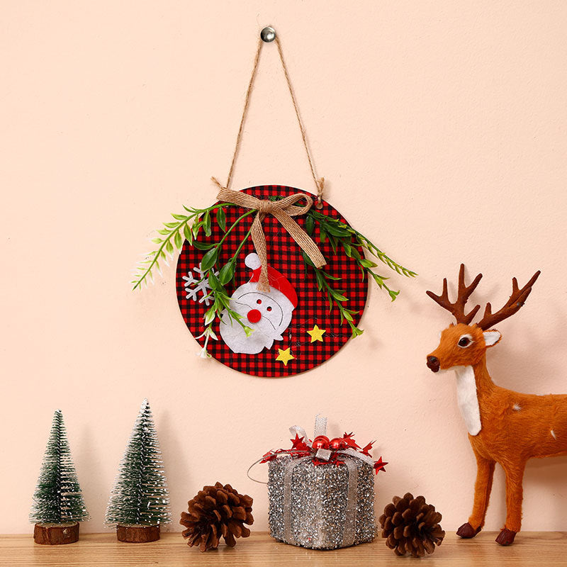 Christmas Wall Decor Sign with Merry Greeting and Greenery Accent | Rustic Round Plaque, Ready to Hang | Four Festive Designs