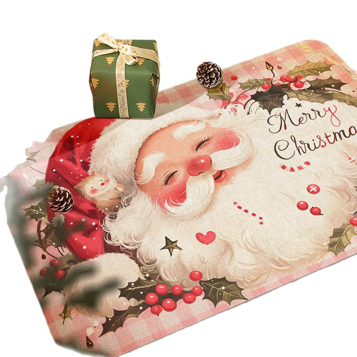 Santa Claus Christmas Door Mat for Entryways | Durable Festive Rug for Hallway and Kitchen | Two Colours, Three Sizes