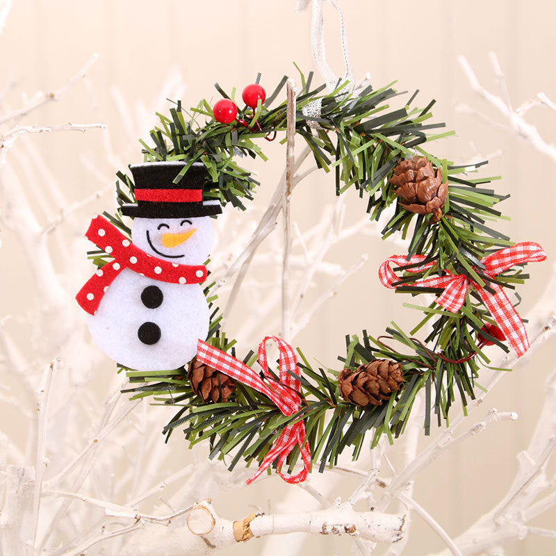 Christmas Wreath with a Snowman and Pinecone Trim | Artificial Foliage Base with a Hanging Loop | 4 Designs for Door or Table