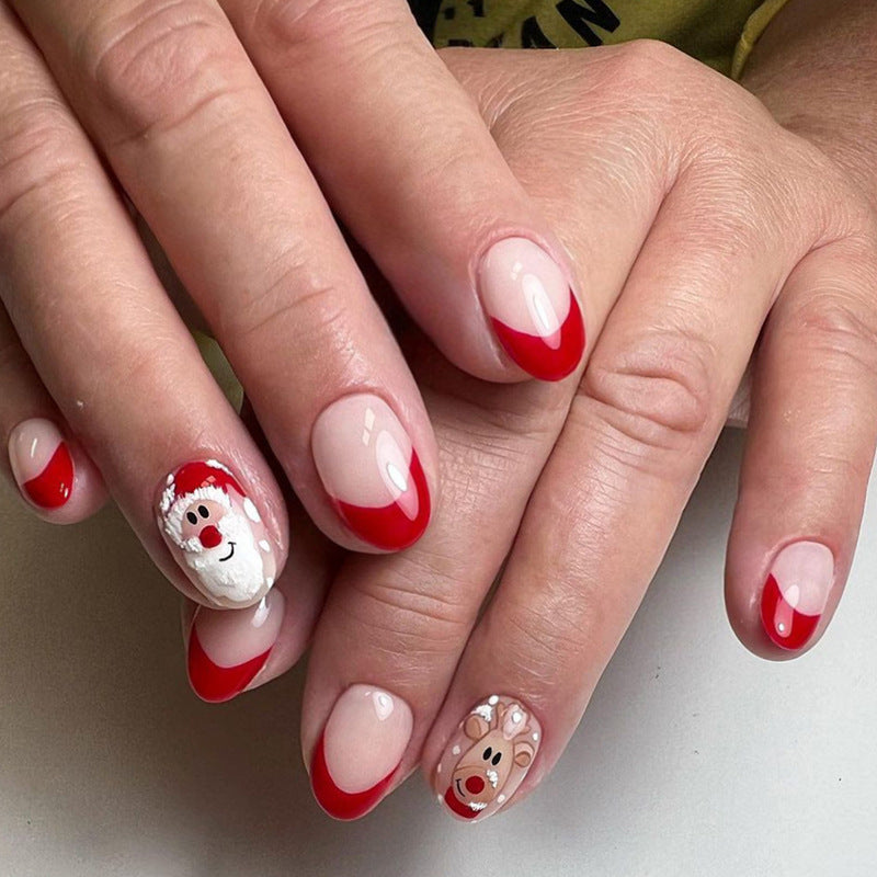 Santa and Gingerbread Nails in Turquoise | Christmas Nail Art Set That Is Easy to Apply | Festive Xmas Manicure for Parties