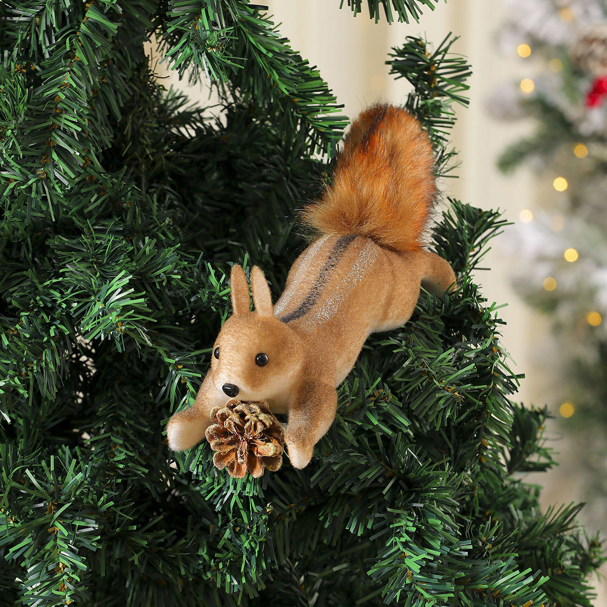 Christmas Squirrel Ornaments with Soft Fur Finish and Lifelike Detailing | Hanging Loop for Tree or Wreath | Nine Woodland Designs