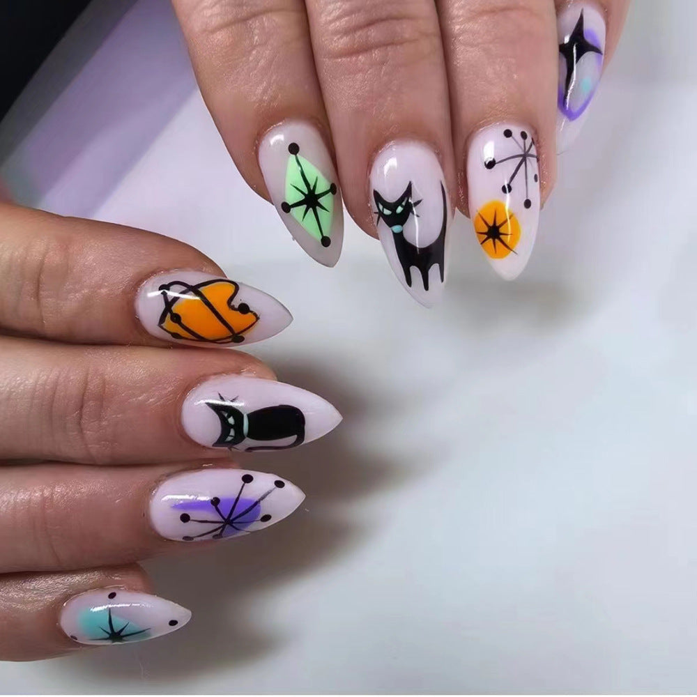 Halloween Press-On Nails | Available in Transparent, Yellow | Glue-Free Application in Minutes for Parties and Nights Out