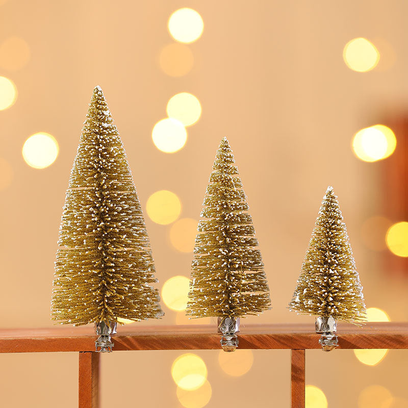 Mini Christmas Tree in Green, Gold or Silver | Snow Tipped Branches with a Lifelike Shape | Fast Setup for Office Desks