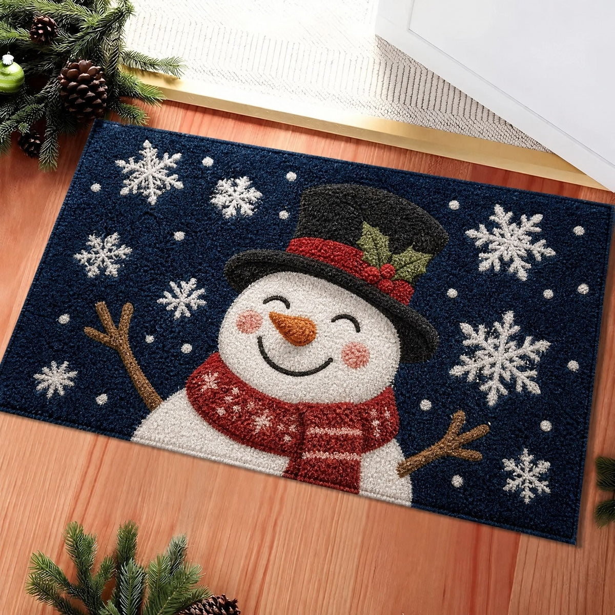 Christmas Door Mat with Santa, Reindeer and Gingerbread Prints | Non-Slip Backing, Weather Resistant Fibers | 4 Sizes