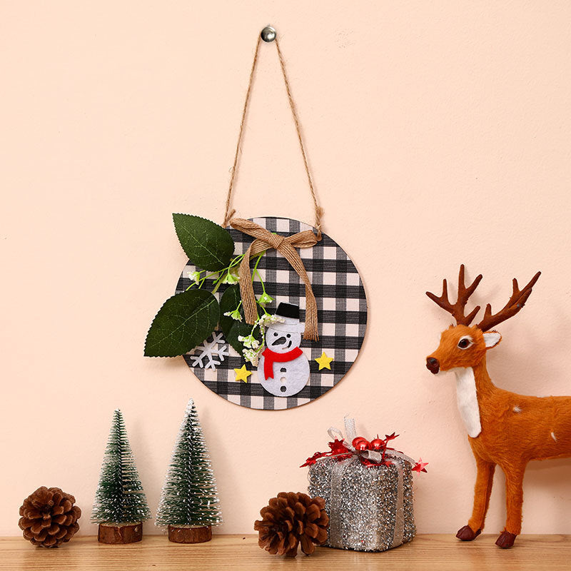 Christmas Wall Decor Sign with Merry Greeting and Greenery Accent | Rustic Round Plaque, Ready to Hang | Four Festive Designs