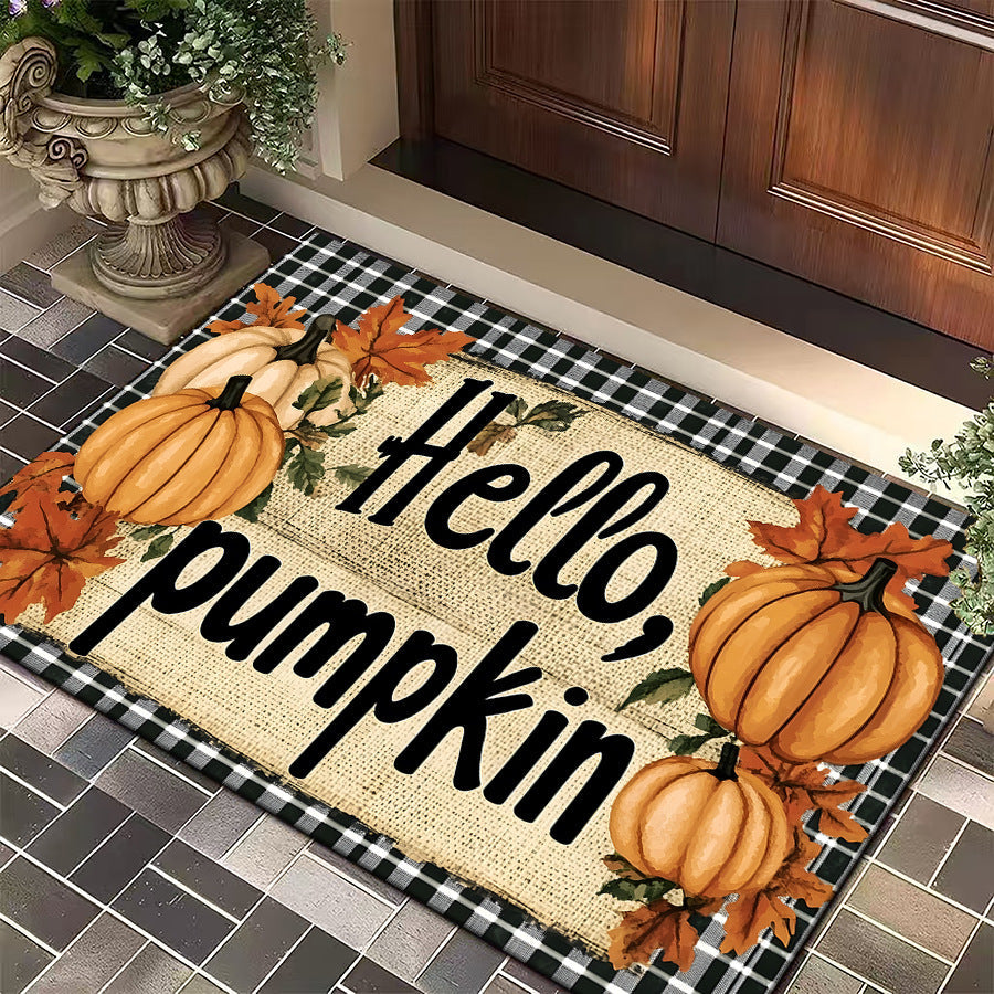 Christmas Door Mat with a Dog in a Festive Jumper | Red Welcome Rug for Entryways | Durable Weave in Several Sizes