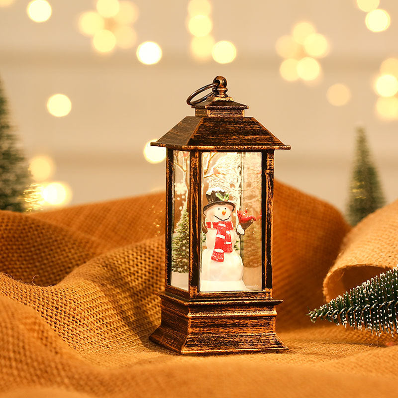 Light Up Snowman Lantern with Hat, Scarf and Sparkling Glitter | Battery Powered for Cable Free Placement | Warm Christmas Glow