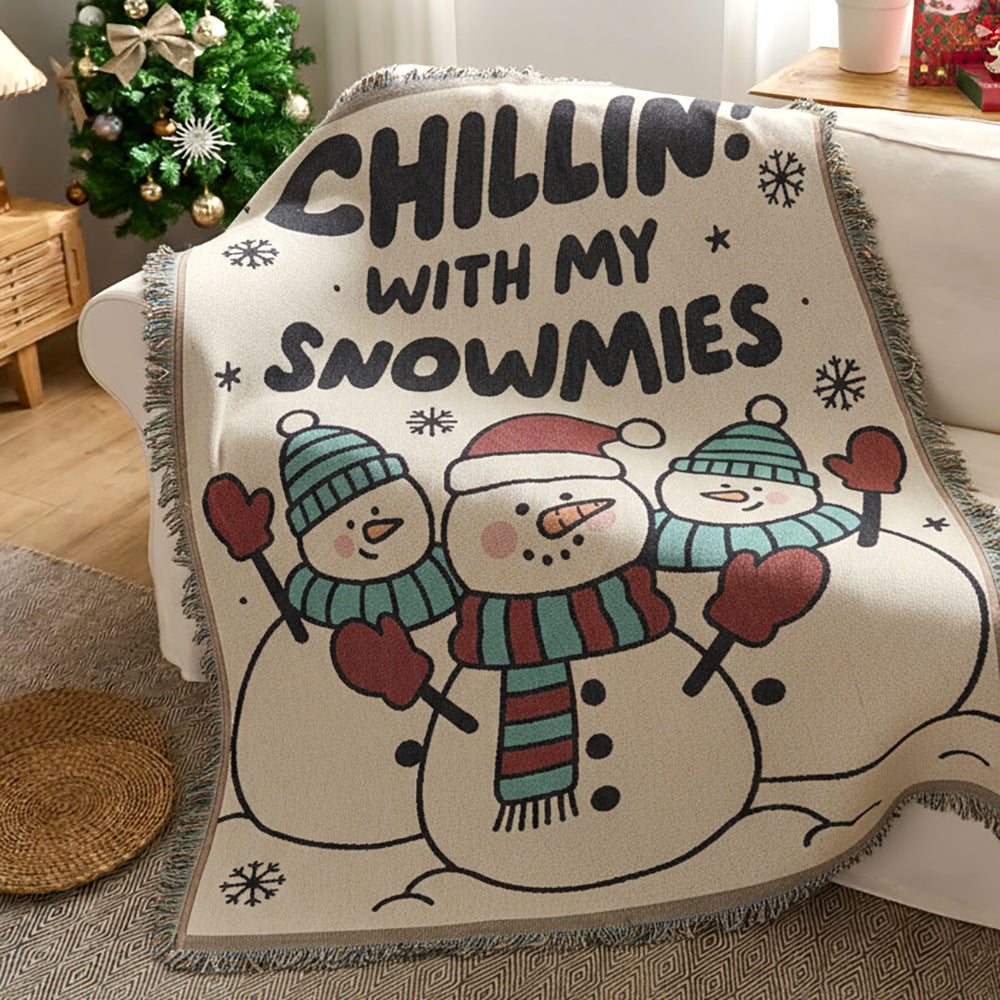 Christmas Blanket with Santa, Snowmen and Gingerbread | Soft Warm Throw for Sofa or Bed | Machine Washable, Five Designs