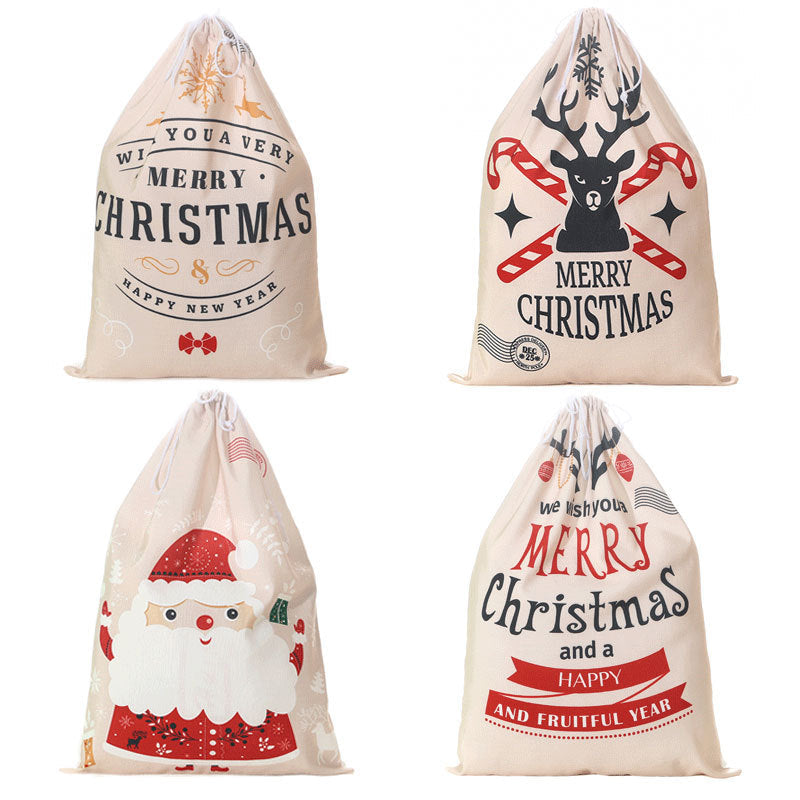 Christmas Gift Sack with Merry Lettering | Drawstring Top and a Sturdy Fabric Build | Reusable Wrap and Storage, 3 Designs