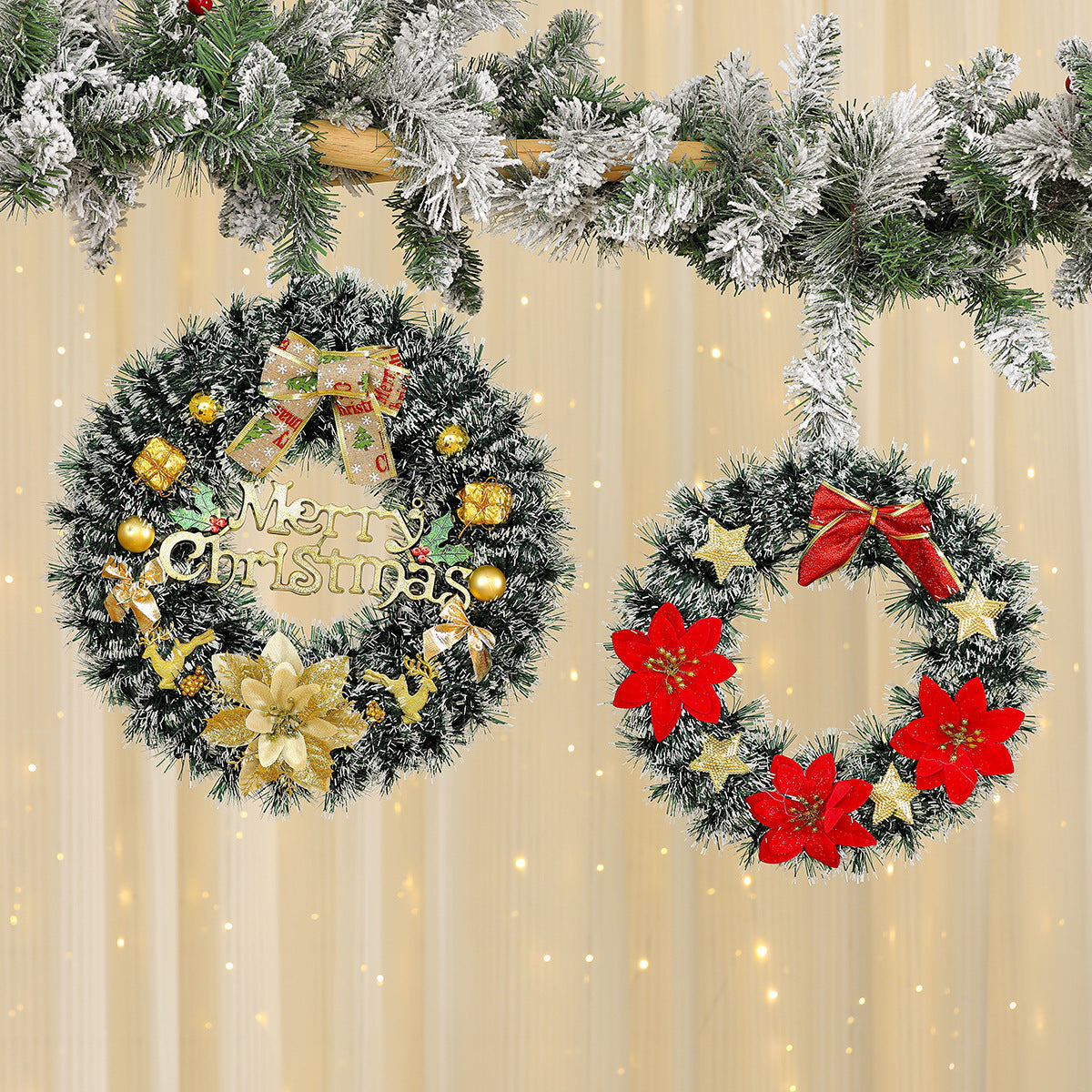 Christmas Wreath with a Felt Reindeer Face and Red Berries | Hanging Loop for Doors and Sheltered Porches | 16 Designs