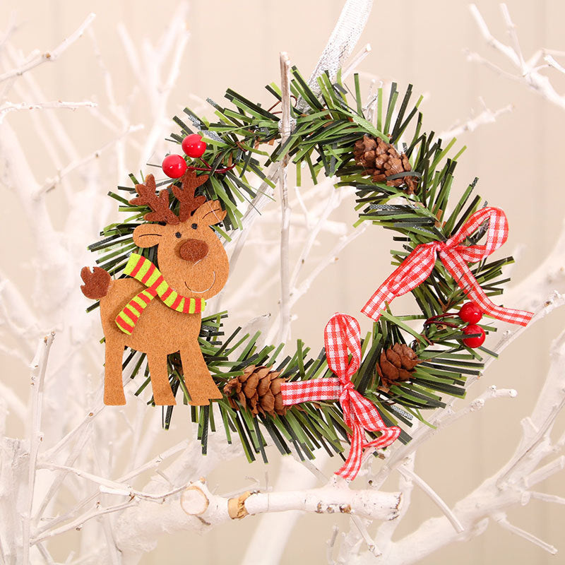 Christmas Wreath with a Snowman and Pinecone Trim | Artificial Foliage Base with a Hanging Loop | 4 Designs for Door or Table