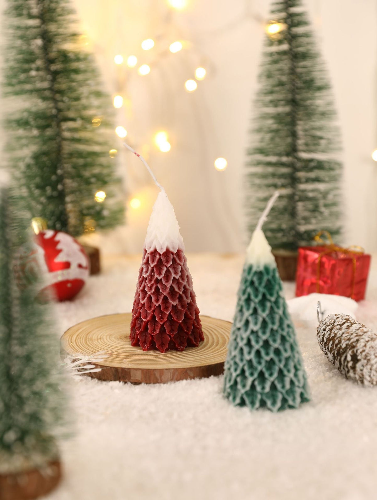 Bubble Christmas Tree Candle with Star Top | Hand Poured Wax, Cotton Wick | Holiday Centerpieces for Mantel and Tabletop