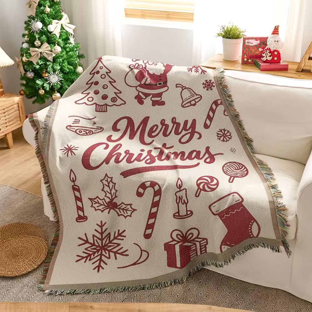 Christmas Blanket with Santa, Snowmen and Gingerbread | Soft Warm Throw for Sofa or Bed | Machine Washable, Five Designs