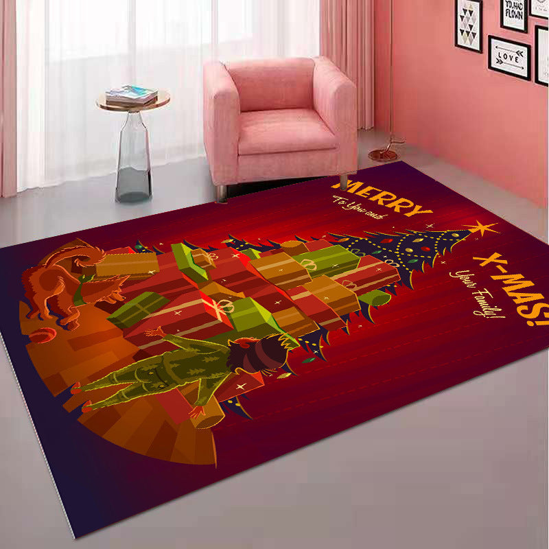 Christmas Rug with Santa, Reindeer and Snowman Print | Non-Slip Backing for Busy Rooms | 10 Sizes and 4 Designs