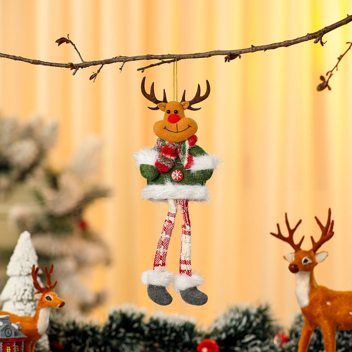 Hanging Santa Doll Ornaments for the Christmas Tree | Fluffy Hat and Cheerful Face | Durable Build for Doorways